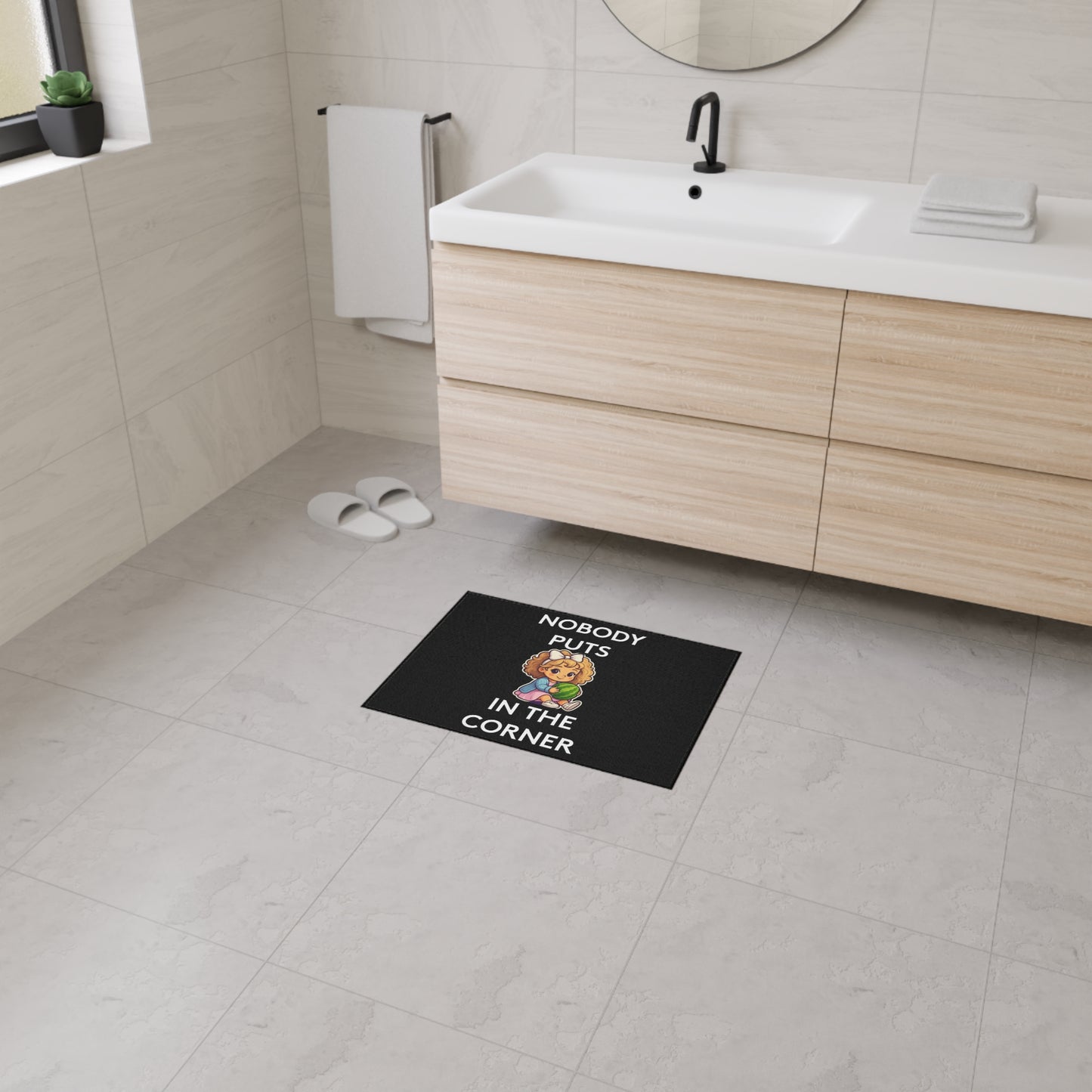 Nobody Puts Baby in the Corner | Door Mat | Indoor/Outdoor | Black