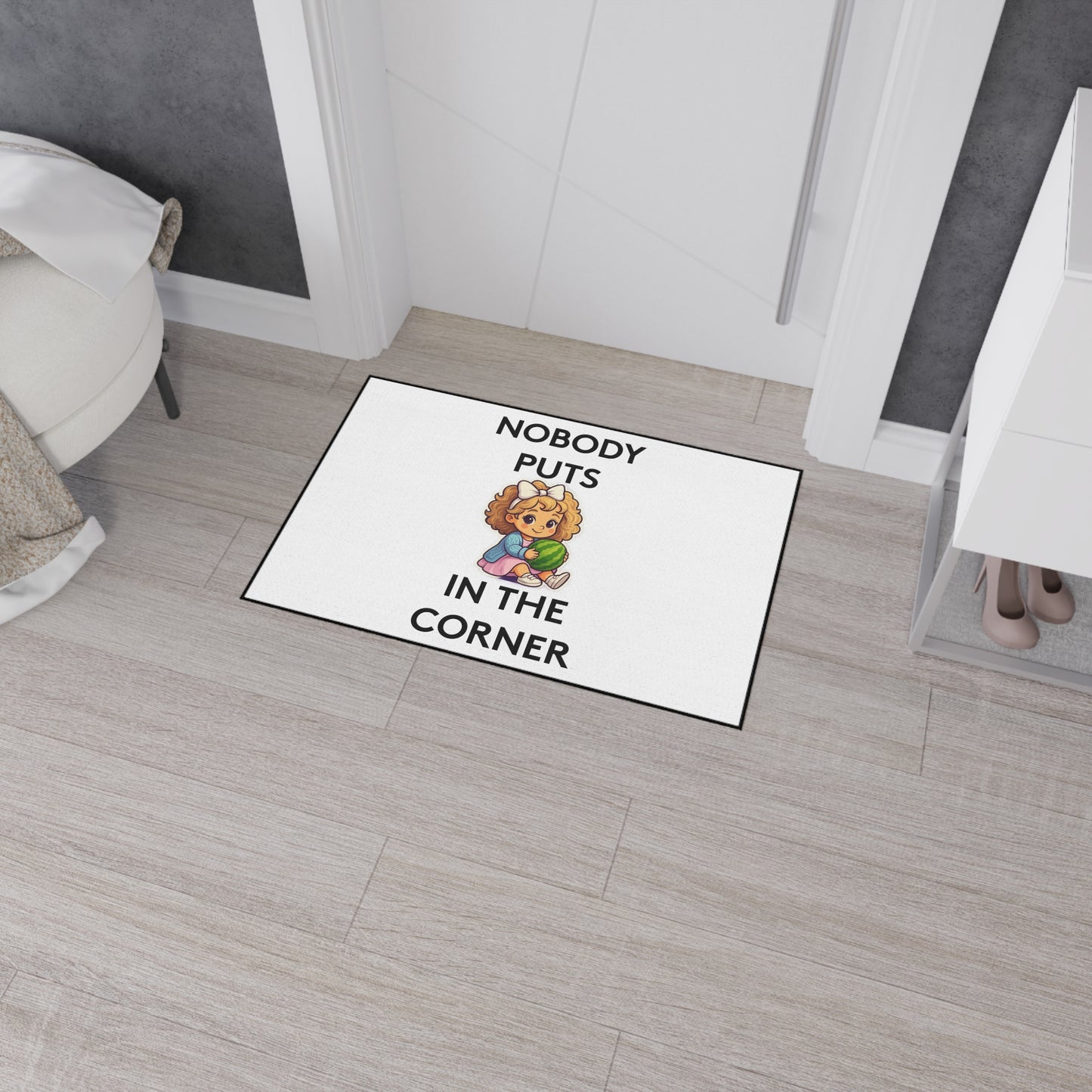 Nobody Puts Baby in the Corner | Door Mat | Indoor/Outdoor | White