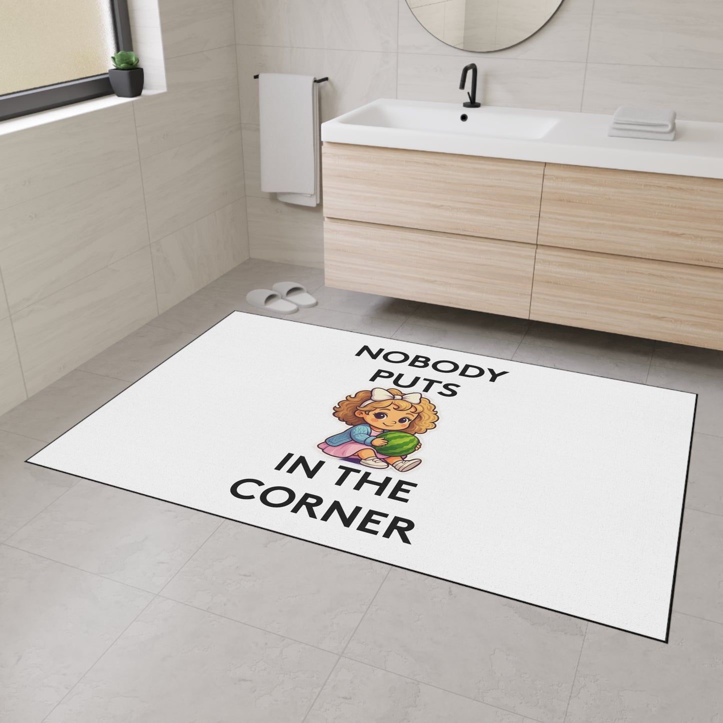 Nobody Puts Baby in the Corner | Door Mat | Indoor/Outdoor | White