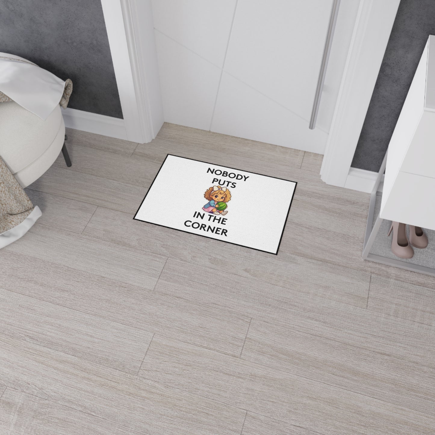 Nobody Puts Baby in the Corner | Door Mat | Indoor/Outdoor | White