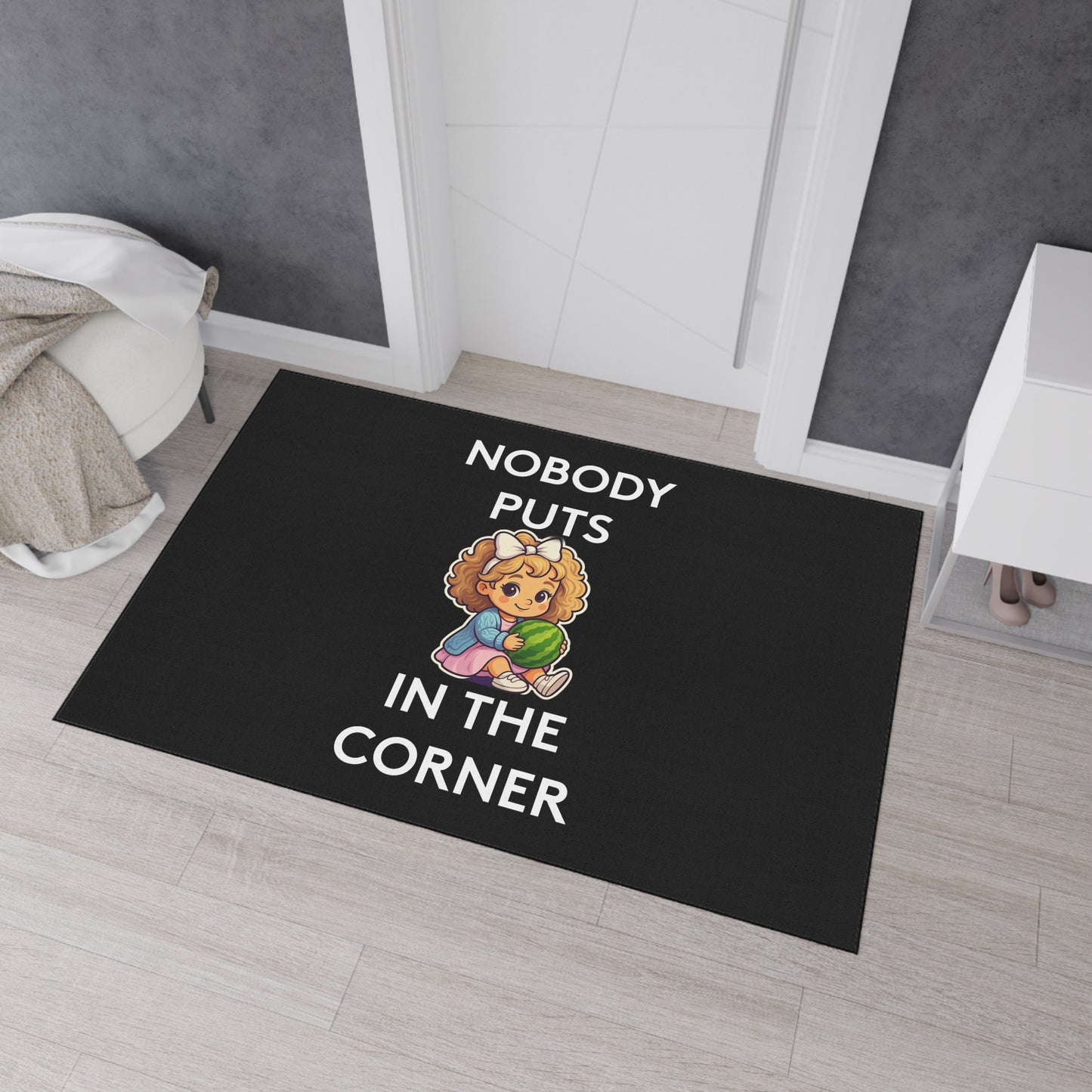 Nobody Puts Baby in the Corner | Door Mat | Indoor/Outdoor | Black