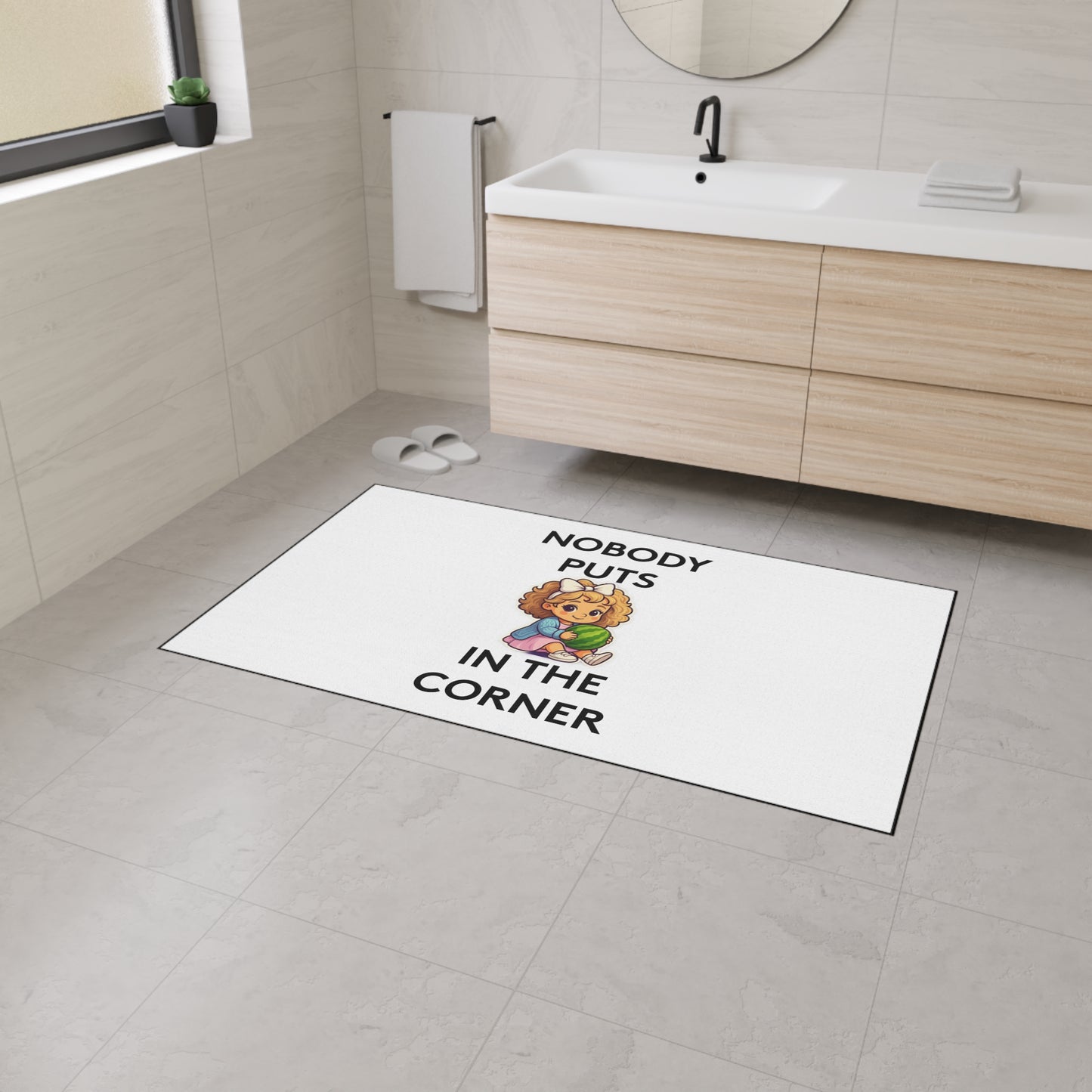 Nobody Puts Baby in the Corner | Door Mat | Indoor/Outdoor | White