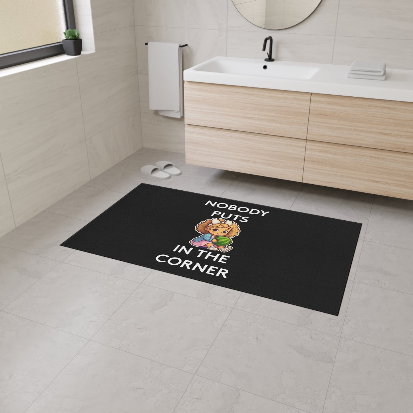 Nobody Puts Baby in the Corner | Door Mat | Indoor/Outdoor | Black