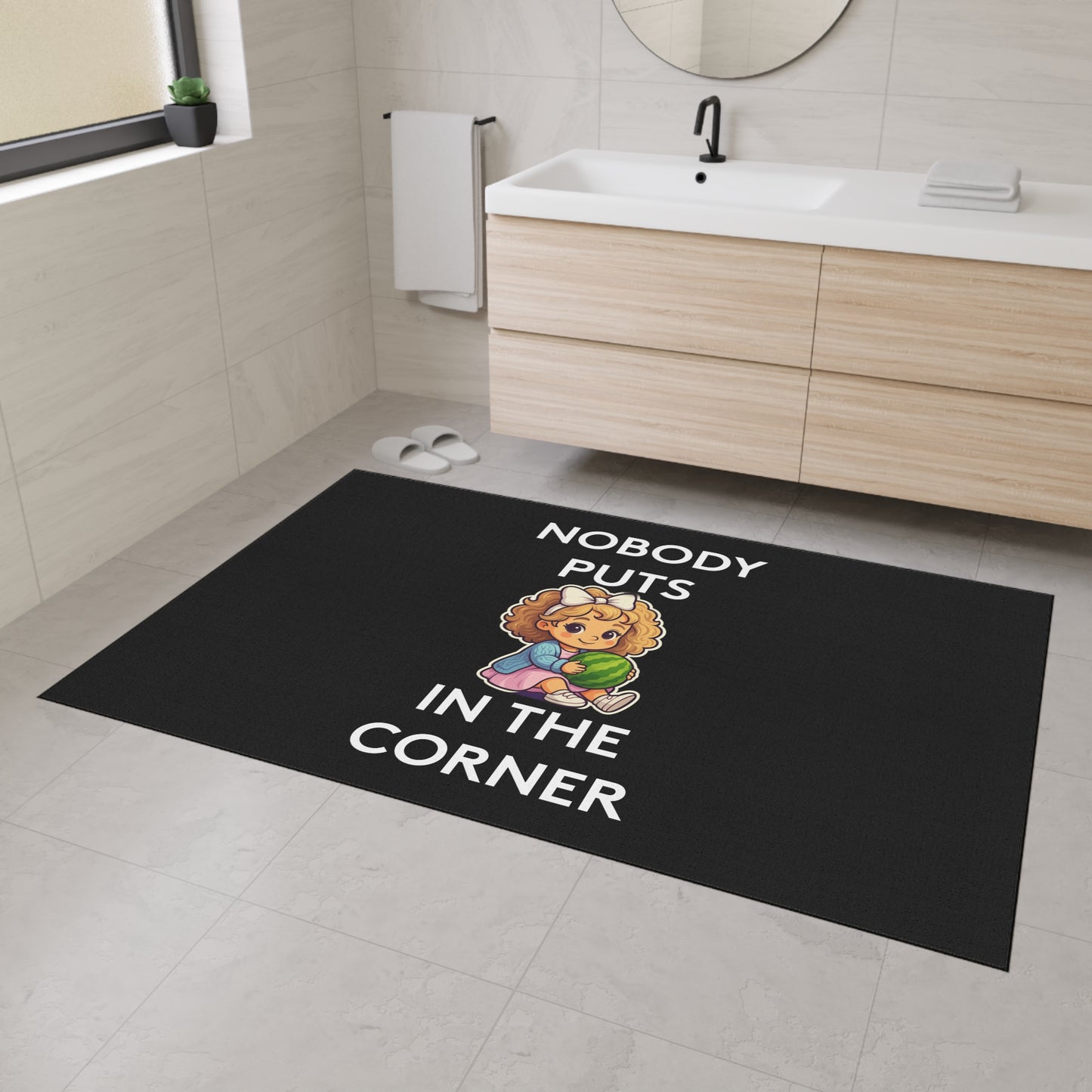 Nobody Puts Baby in the Corner | Door Mat | Indoor/Outdoor | Black