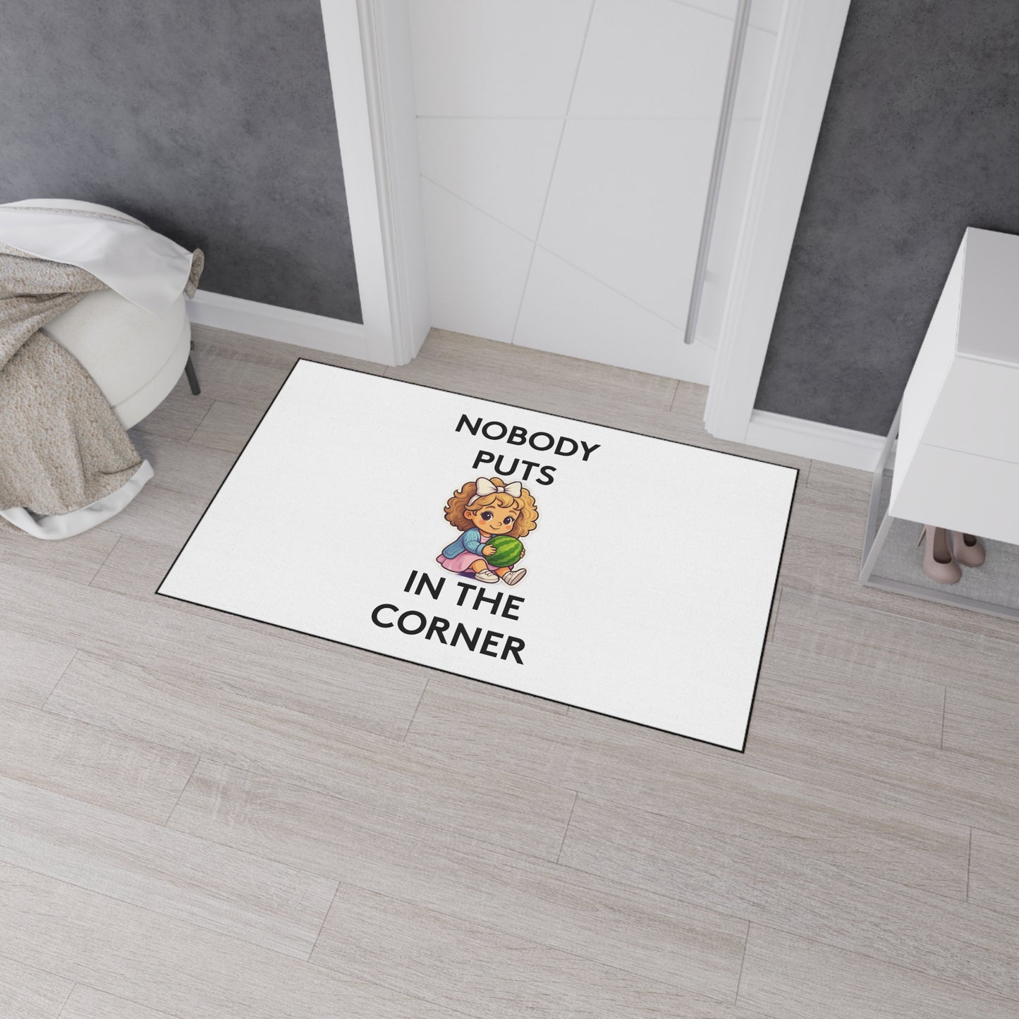 Nobody Puts Baby in the Corner | Door Mat | Indoor/Outdoor | White