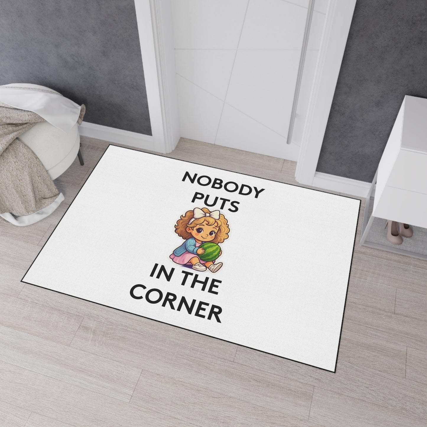 Nobody Puts Baby in the Corner | Door Mat | Indoor/Outdoor | White