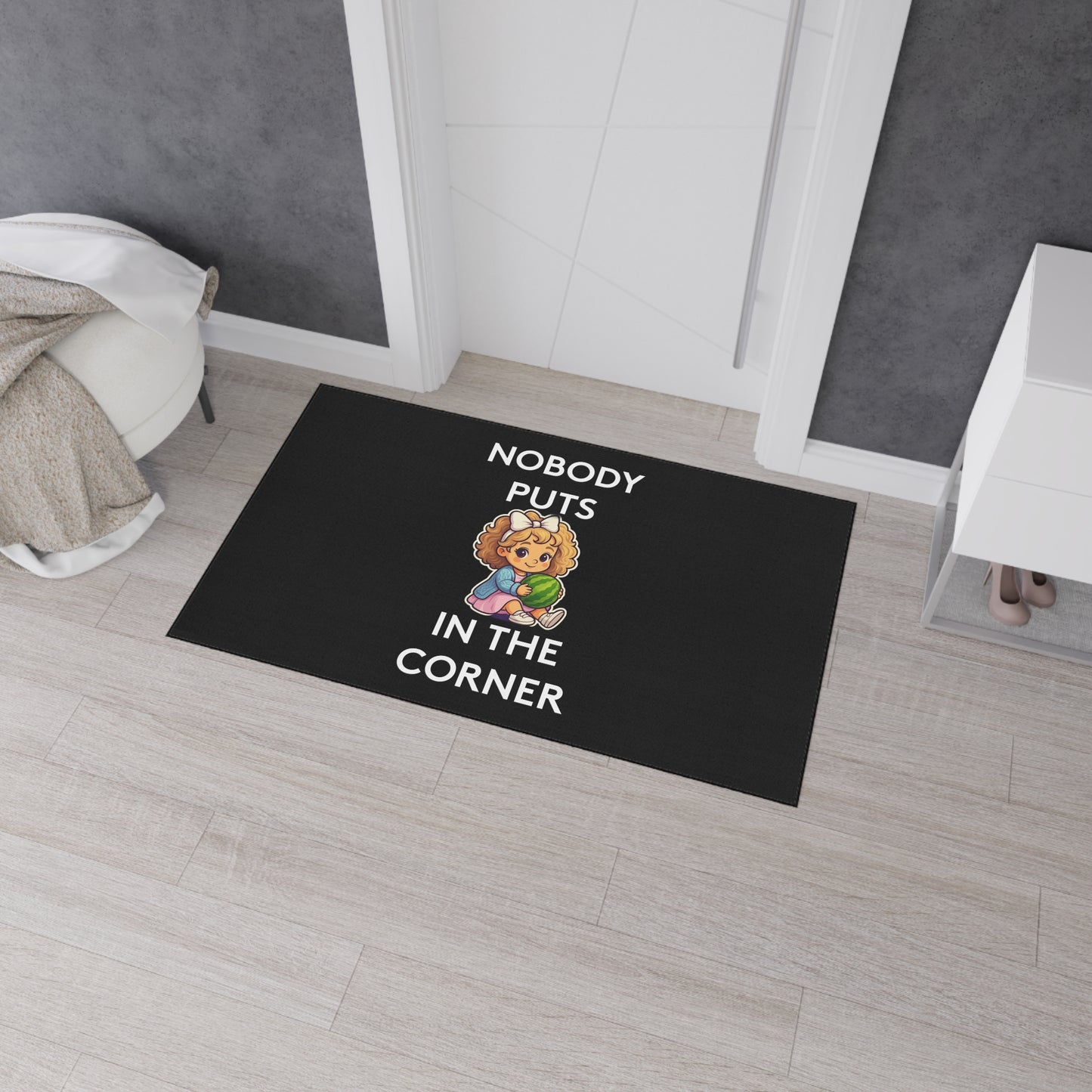 Nobody Puts Baby in the Corner | Door Mat | Indoor/Outdoor | Black