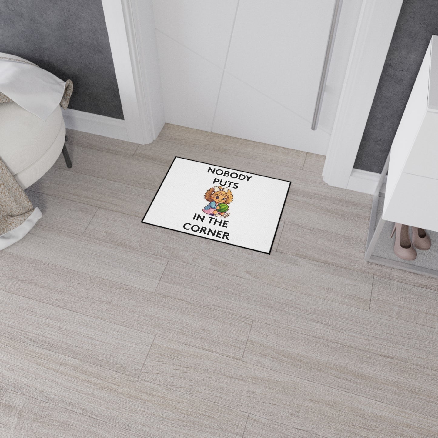 Nobody Puts Baby in the Corner | Door Mat | Indoor/Outdoor | White
